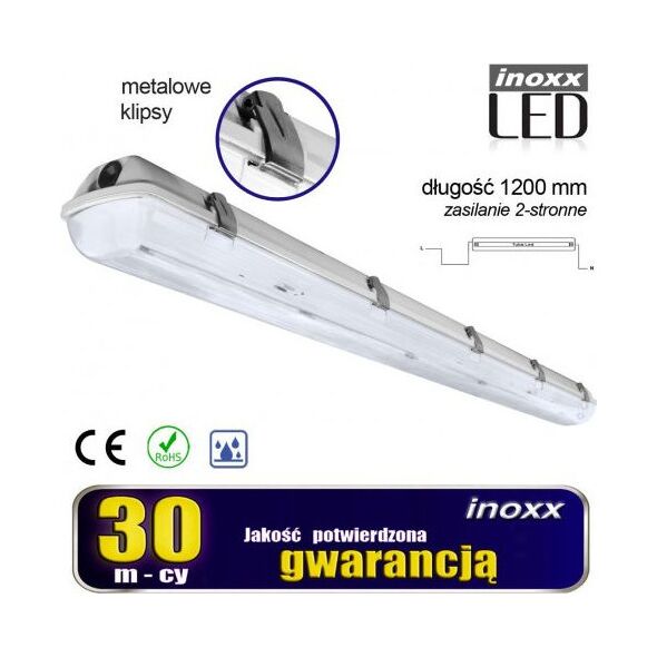 Nvox Oprawa hermetyczna przemysłowa ip65 led 1x120cm t8 g13 dwustronnie zasilana
