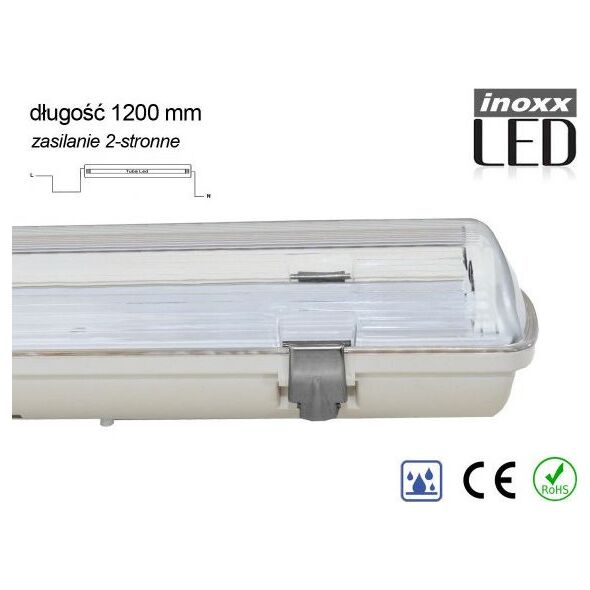 Nvox Oprawa hermetyczna przemysłowa ip65 led 1x120cm t8 g13 dwustronnie zasilana