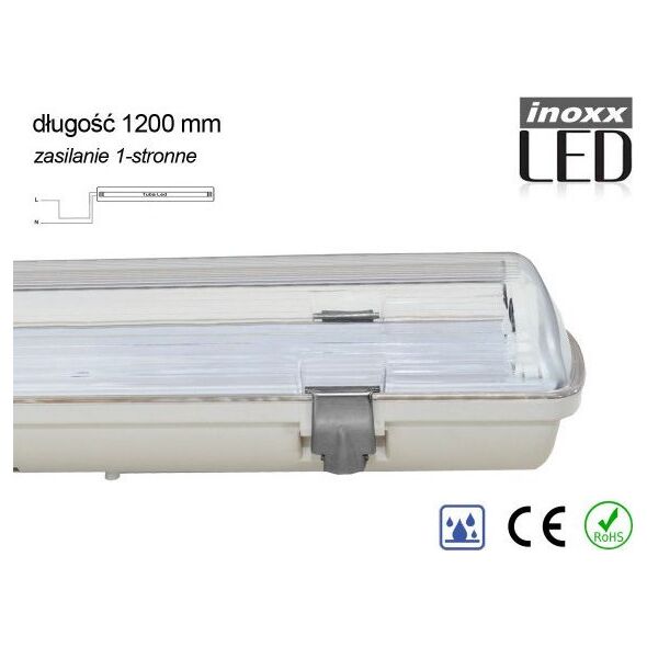 Nvox Oprawa hermetyczna przemysłowa ip65 led 1x120cm t8 g13 jednostronnie zasilana