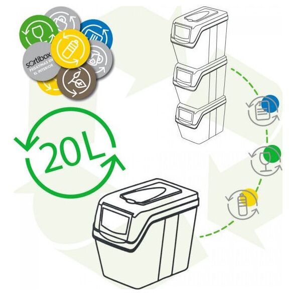 Kosz na śmieci Prosperplast Sortibox do segregacji 3 x 20L szary (CEN-68347)
