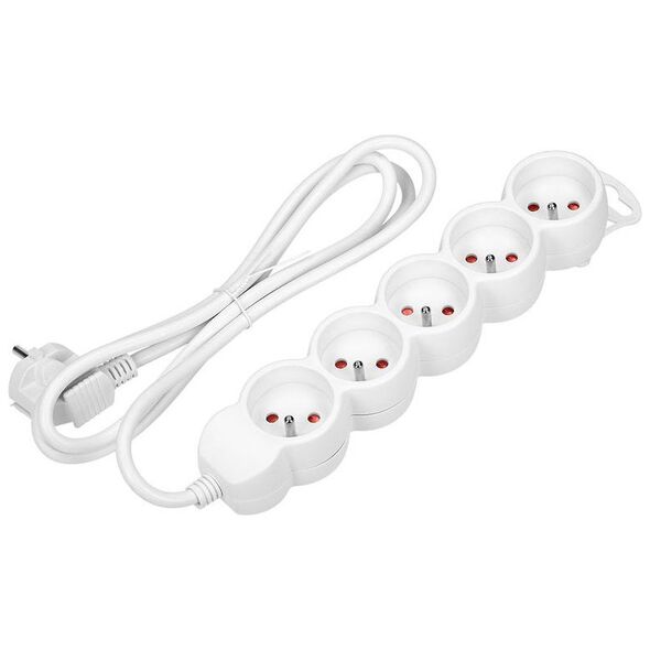Orno Przedłużacz 5-krotny 2P+Z, 3m H05VV-F 3x1,0mm2, Imax=10A, biały OR-AE-13149/W/3M