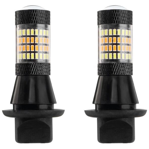 AMiO Żarówki LED AMIO P21W / PY21W BAU15s jako światła do jazdy dziennej LED z kierunkowskazami LED