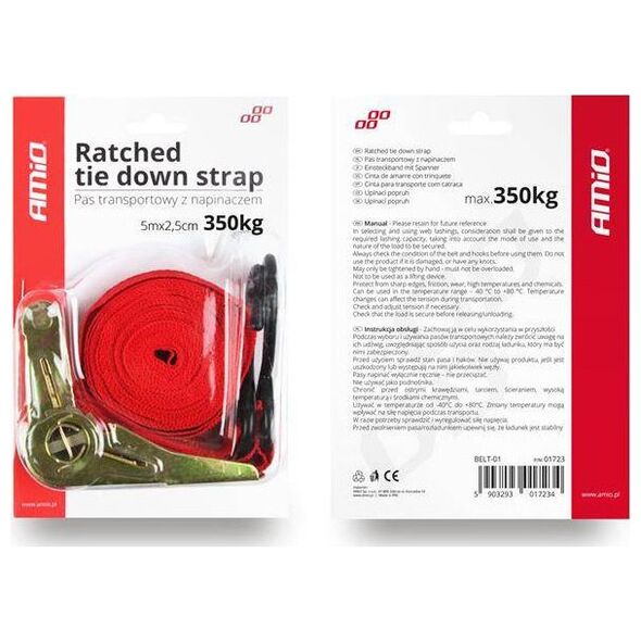AMiO Pas transportowy z napinaczem 350kg 5m BELT-01