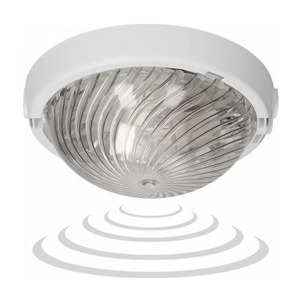 Orno 8080T-TRIO/MS/PL, oprawa oświetleniowa z mikrofalowym czujnikiem ruchu, 75W, E27, IP44, IK10, poliwęglan przeźroczysty, dławice