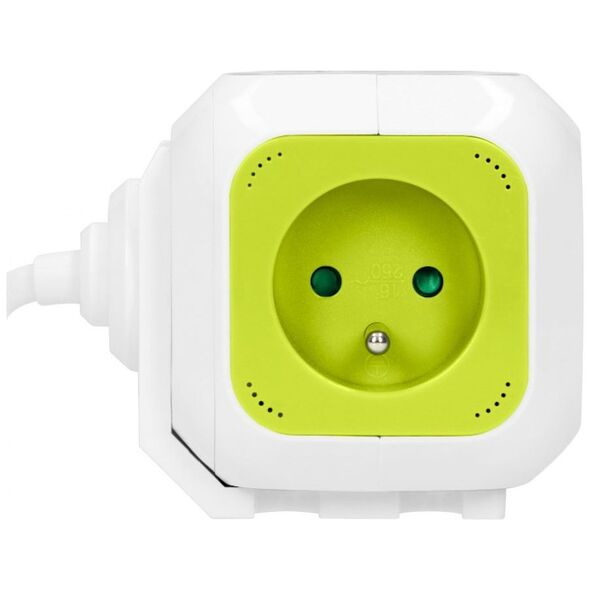 Orno Przedłużacz Kostka 4-krotny z ładowarką 2xUSB 1,4m limonkowy
