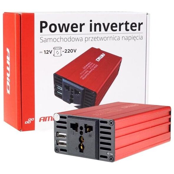 Przetwornica AMiO Przetwornica napięcia 12V/230V 300W/600W 2xUSB AMiO PI03