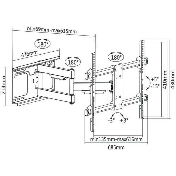 Cabletech Uchwyt ścienny LPA49-463D 37'' - 70''
