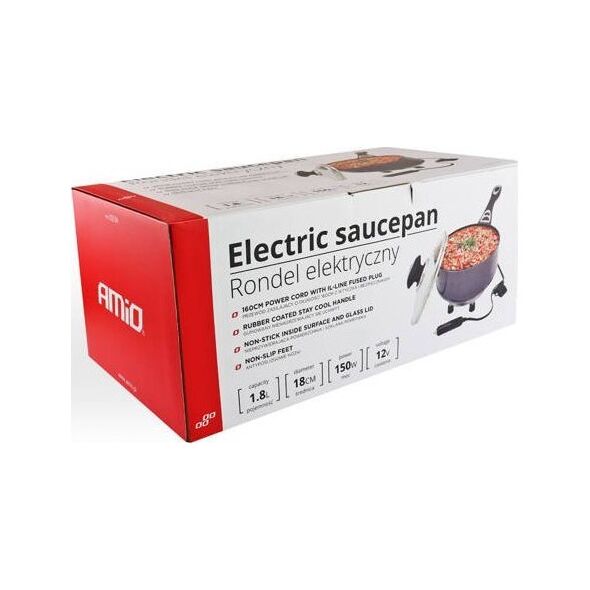AMiO Rondel elektryczny z pokrywką do samochodu 18cm x 8cm 150w 12v