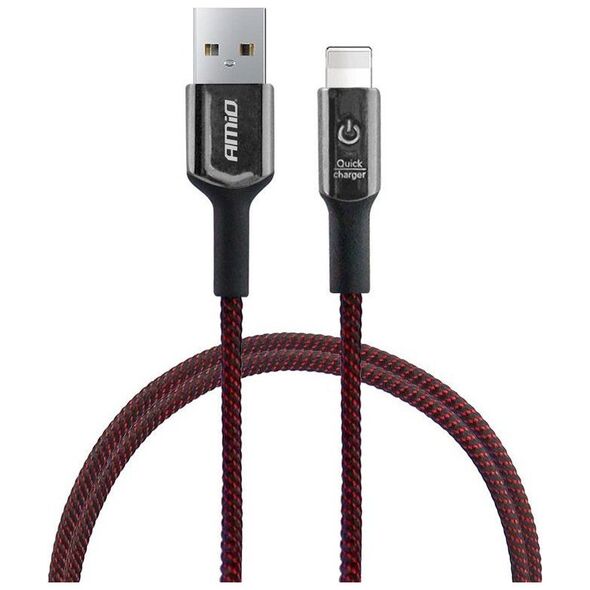 Kabel USB AMiO USB-A - Lightning 1 m Czerwony (AMI-02527)