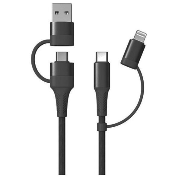Kabel USB AMiO USB-A + USB-C - USB-C + Lightning 1 m Czarny (AMI-02547)