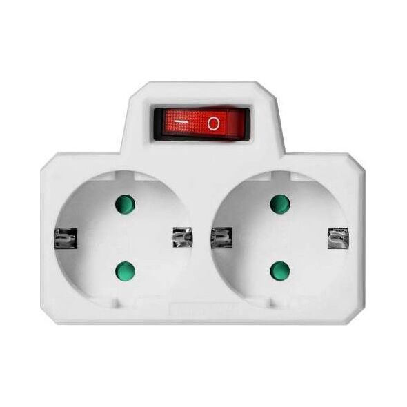 Orno Rozgałęźnik 2x2P+Z (Schuko) z włącznikiem, biały