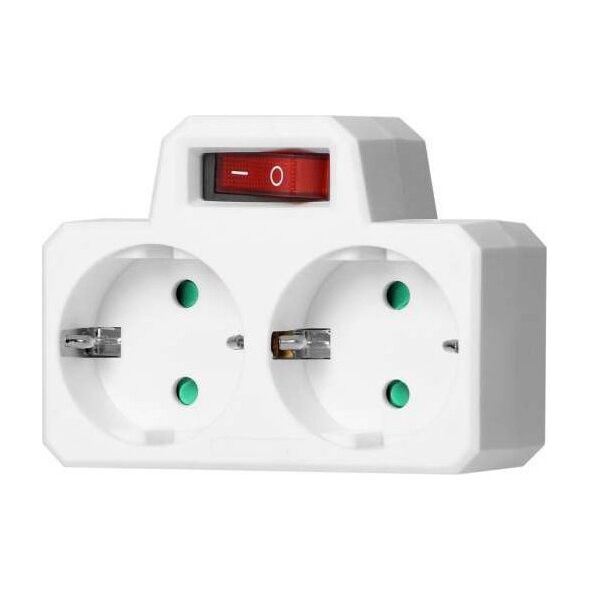 Orno Rozgałęźnik 2x2P+Z (Schuko) z włącznikiem, biały