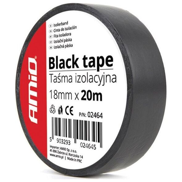 AMiO Taśma izolacyjna, czarna 18mm x 20m (1 szt)