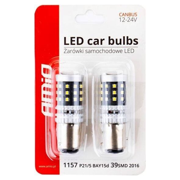 AMiO Żarówki led canbus 2016 39smd 1157 bay15d p21/5w white
