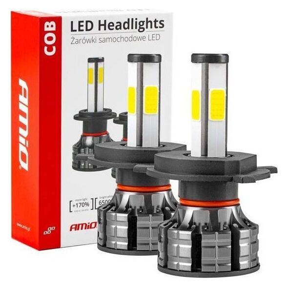 AMiO Żarówki samochodowe led cob 4side amio h4