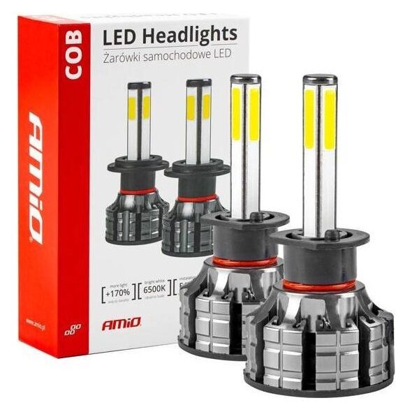 AMiO Żarówki samochodowe led cob 4side amio h1
