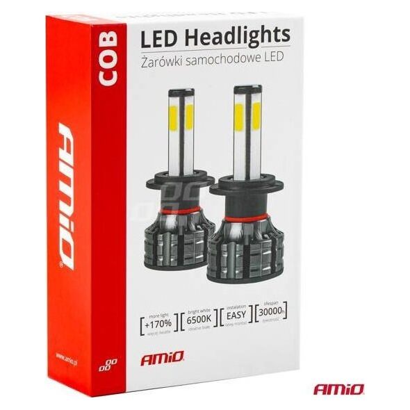 AMiO Żarówki samochodowe led cob 4side amio h1