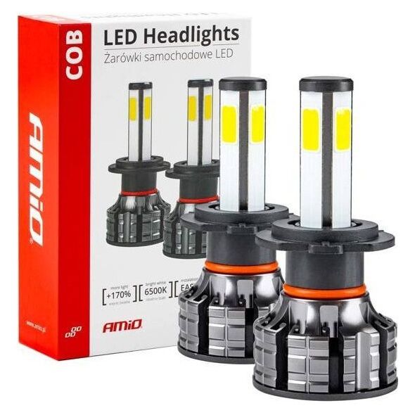 AMiO Żarówki samochodowe led cob 4side amio h7