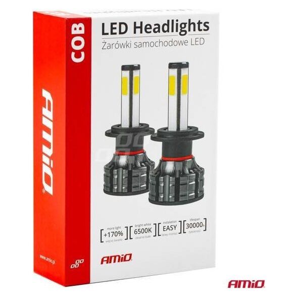 AMiO Żarówki samochodowe led cob 4side amio h7