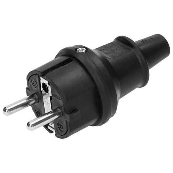 Orno Wtyczka Uni-Schuko mini, czarna, IP44, 16A, 230V, 25 sztuk