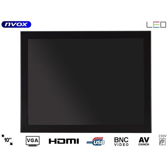 Nvox Monitor open frame led 10cali vga hdmi usb bnc av 12v 230v