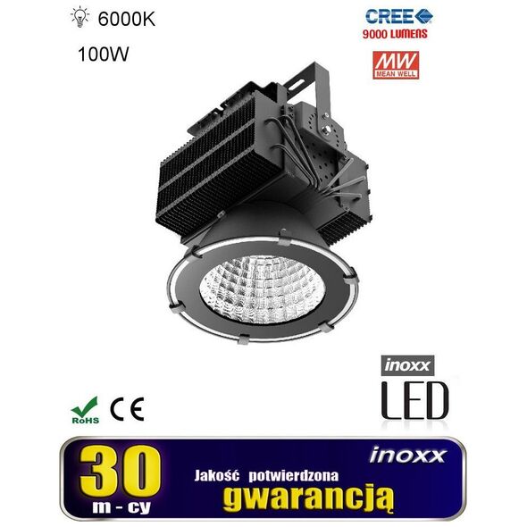 Nvox Lampa przemysłowa led zimna high bay 100w 6000-6500k 9000lm