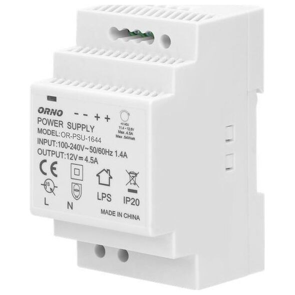 Orno Zasilacz na szynę DIN 12VDC 4,5A 54W OR-PSU-1644