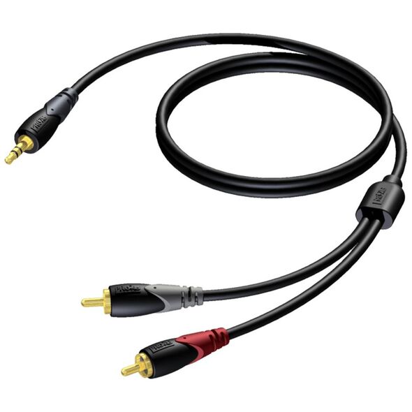 Kabel Procab Jack 3.5mm - RCA (Cinch) x2 1.5m czarny (CLA711/1.5)