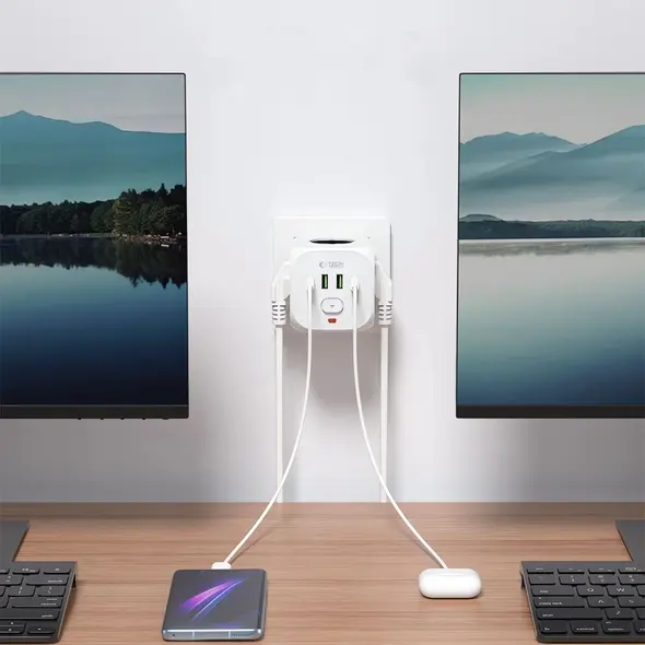 Tech-Protect PCL3X4 Power Socket 2xUSB-A, 2xUSB-C, 3xAC White