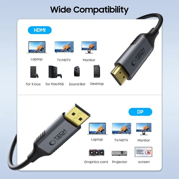 Tech-Protect Ultraboost Cable DisplayPort / HDMI 2.0 4K 60Hz 200cm Black