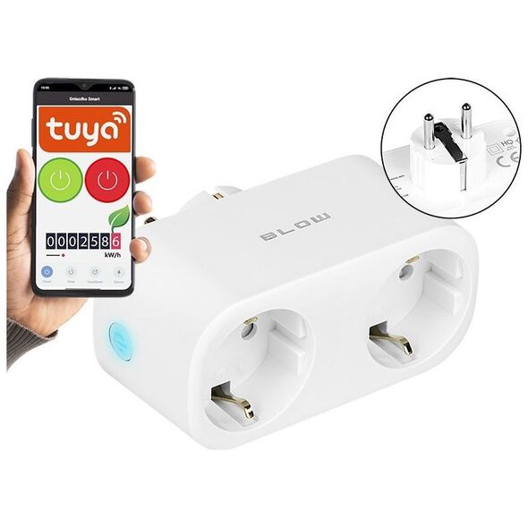 Blow Inteligentne gniazdko podwójne sterowane WiFi programator czasowy