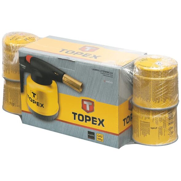 Topex Lampa lutownicza gazowa na naboje 190 g + 4 naboje gazowe z zaworkiem