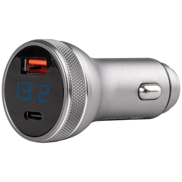 Ładowarka AMiO Ładowarka samochodowa z woltomierzem 38w pch pro-06 usb+usb-c 12/24v