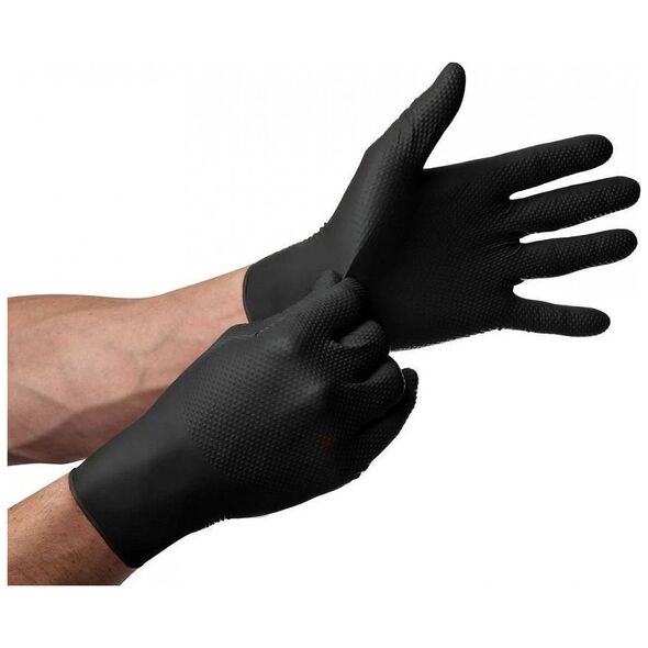 UN Rękawice nitrylowe premium GoGrip, czarne, rozm. M, 50 szt.