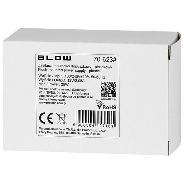 Blow 70-623# Zasilacz impulsowy dopuszkowy 12v/2,08a