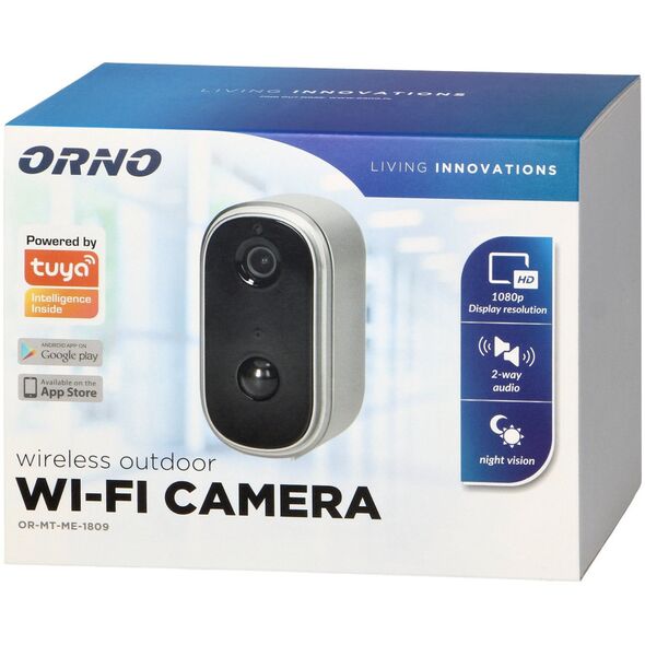 Kamera IP Orno Bezprzewodowa zewnętrzna kamera IP z WiFi komunikacja ze smartfonem z aplikacją Tuya, IP65, interkom, pamięć