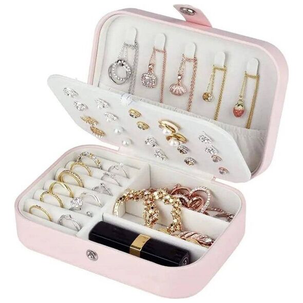 Aptel PUDEŁKO na Biżuterię Organizer Zamykany 16x11x5cm różowy CA21