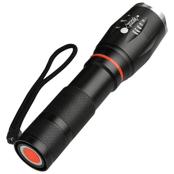 Latarka Aptel Taktyczna LATARKA LED T6 zoom 300m 9W czarna ZD76A