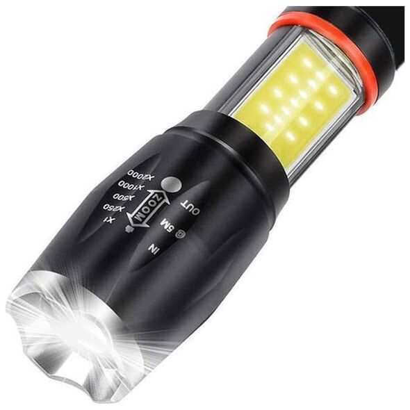 Latarka Aptel Taktyczna LATARKA LED T6 zoom 300m 9W czarna ZD76A
