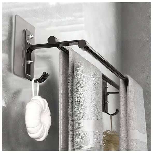 Aptel Stalowy WIESZAK na Ręczniki Łazienkowy w stylu Loft 60x11cm czarny mat AG987