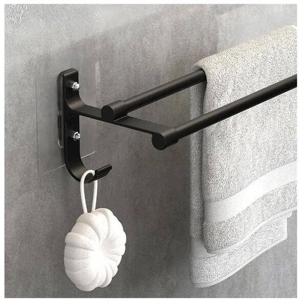 Aptel Stalowy WIESZAK na Ręczniki Łazienkowy w stylu Loft 60x11cm czarny mat AG987
