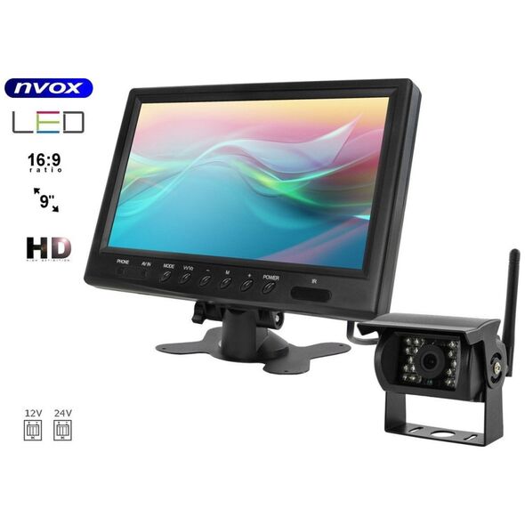 Nvox Monitor samochodowy lcd 9cali 12/24v oraz kamera noktowizyjna