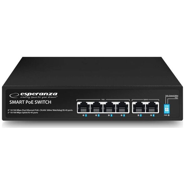 Switch Esperanza ENS105 ESPERANZA SWITCH 6-PORTOWY POE 10/100 60W S