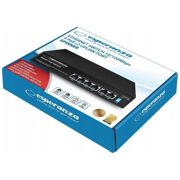 Switch Esperanza ENS105 ESPERANZA SWITCH 6-PORTOWY POE 10/100 60W S