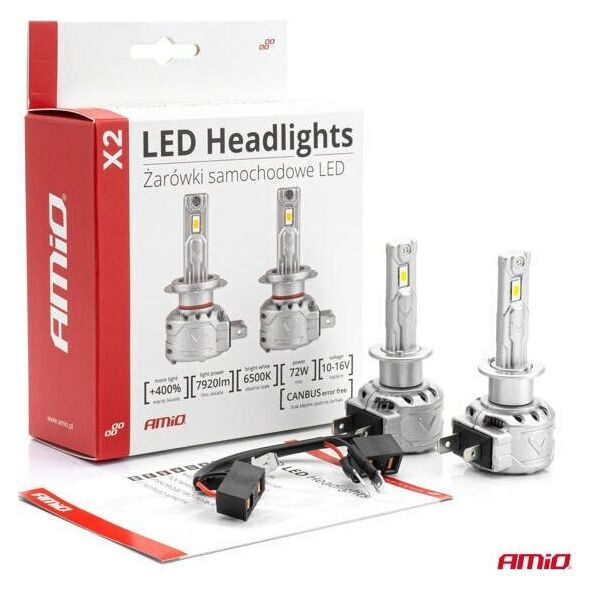 AMiO Żarówki samochodowe LED seria X2 H1 6500K Canbus AMIO-02970