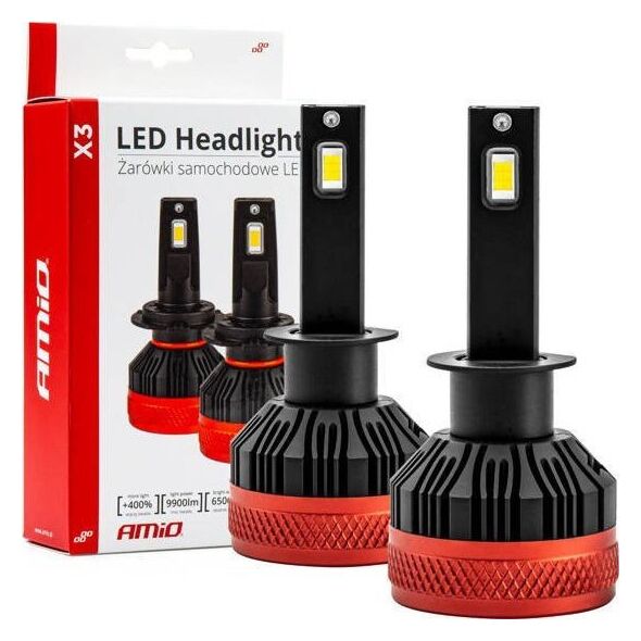 AMiO Żarówki samochodowe LED seria X3 H1 6500K Canbus AMIO-02977