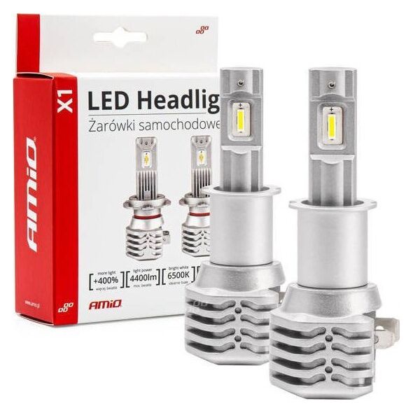 AMiO Żarówki samochodowe LED seria X1 H3 6500K Canbus AMIO-02964
