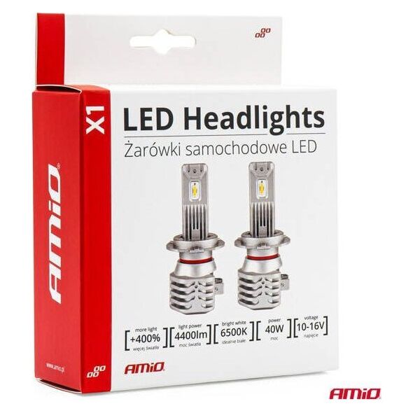 AMiO Żarówki samochodowe LED seria X1 H3 6500K Canbus AMIO-02964