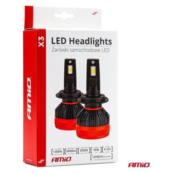 AMiO Żarówki samochodowe LED seria X3 HB4 9006 6500K Canbus AMIO-02983