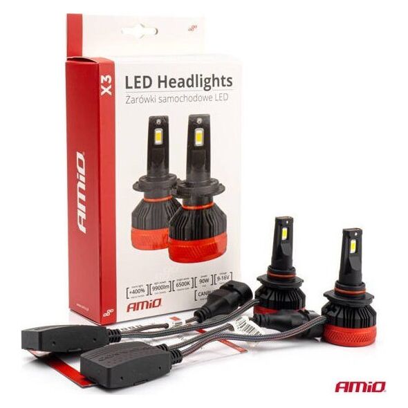 AMiO Żarówki samochodowe LED seria X3 HB4 9006 6500K Canbus AMIO-02983